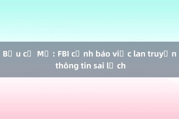 Bầu cử Mỹ: FBI cảnh báo việc lan truyền thông tin sai lệch