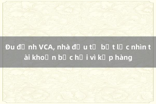 Đu đỉnh VCA， nhà đầu tư bất lực nhìn tài khoản bốc hơi vì kẹp hàng